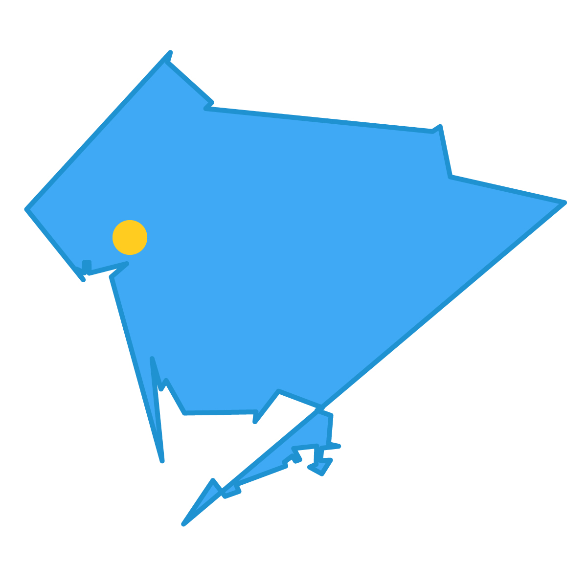 愛知県の無料フリーイラスト|簡易・県庁あり・単純化(青)