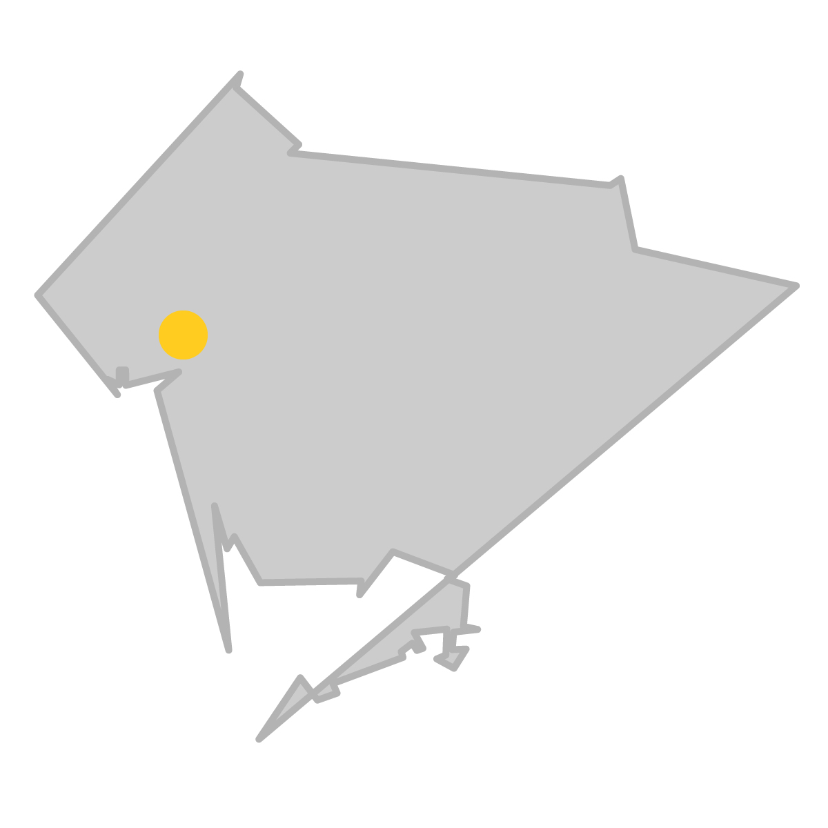 愛知県の無料フリーイラスト｜簡易・県庁あり・単純化(グレー)