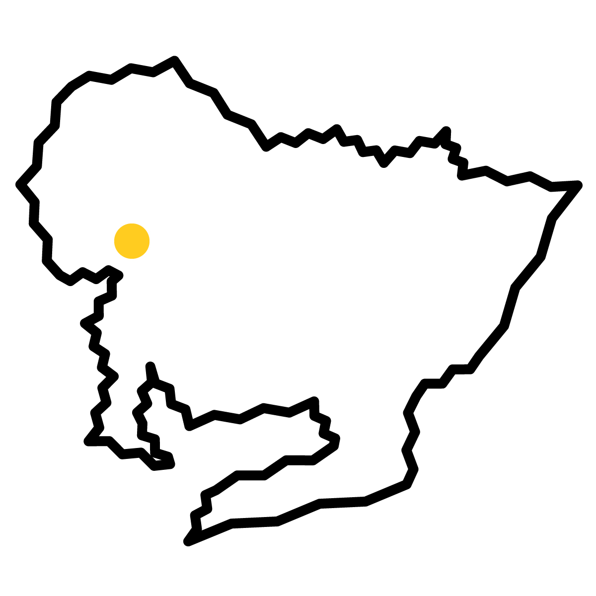 愛知県の無料フリーイラスト｜簡易・県庁あり・ジグザグ(黒)