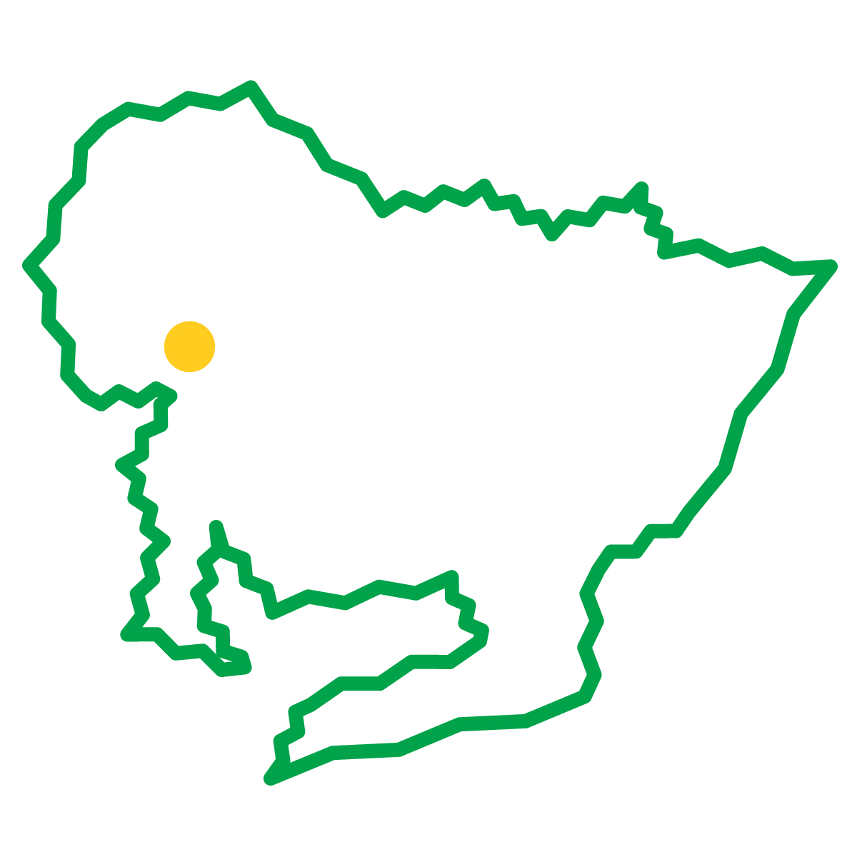 愛知県の無料フリーイラスト|簡易・県庁あり・ジグザグ(緑)
