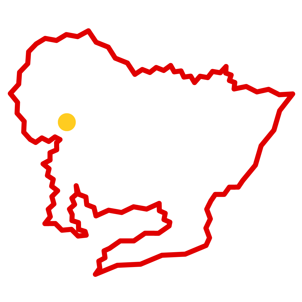 愛知県の無料フリーイラスト｜簡易・県庁あり・ジグザグ(赤)