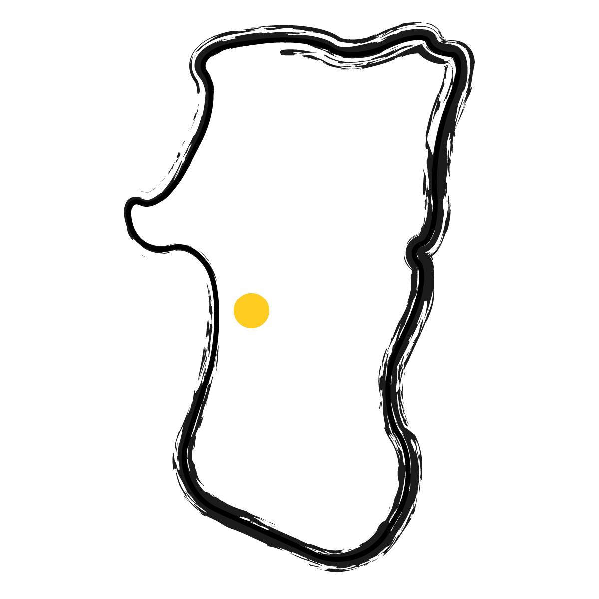 秋田県の無料フリーイラスト|簡易・県庁あり・毛筆(黒)