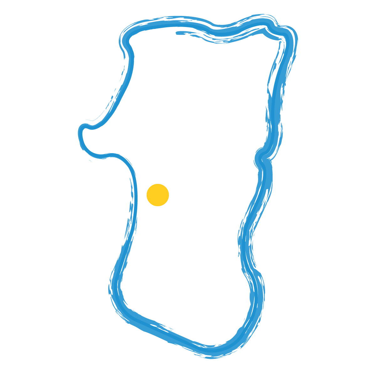 秋田県の無料フリーイラスト|簡易・県庁あり・毛筆(青)