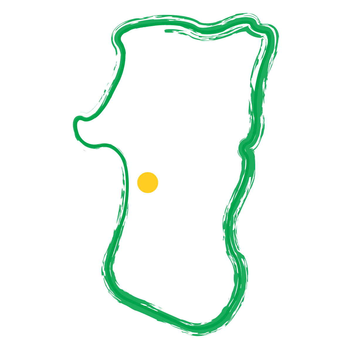 秋田県の無料フリーイラスト|簡易・県庁あり・毛筆(緑)