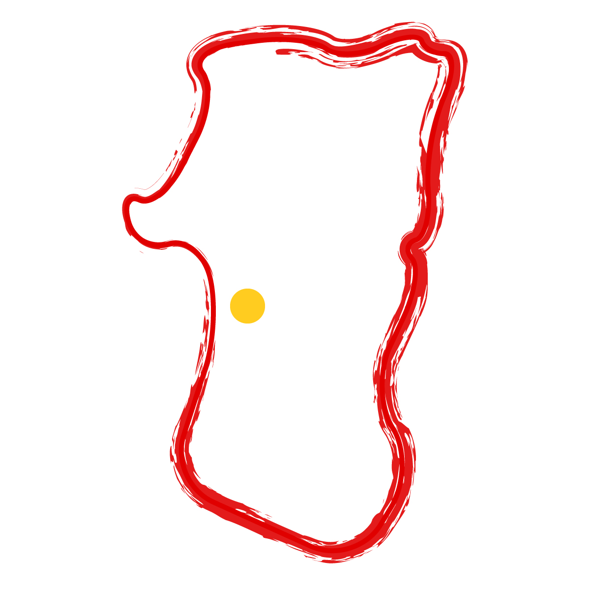 秋田県の無料フリーイラスト|簡易・県庁あり・毛筆(赤)