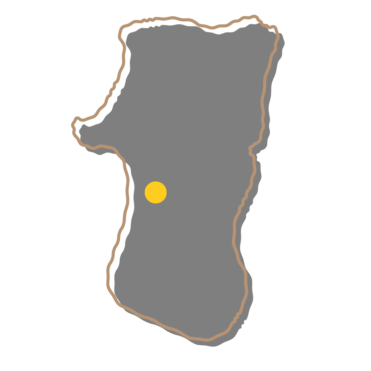 秋田県の無料フリーイラスト|簡易・県庁あり・イラスト風(黒)