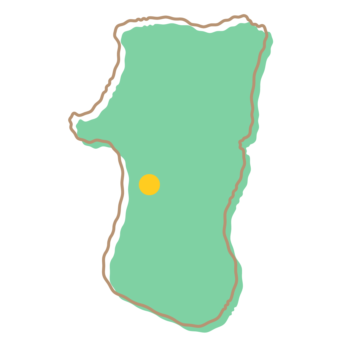 秋田県の無料フリーイラスト|簡易・県庁あり・イラスト風(緑)