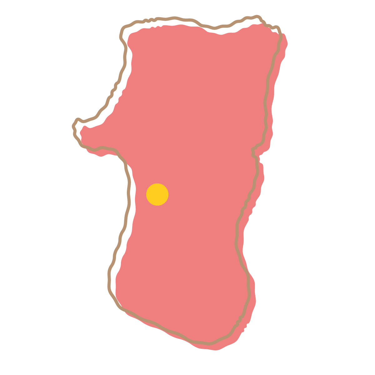 秋田県の無料フリーイラスト|簡易・県庁あり・イラスト風(赤)