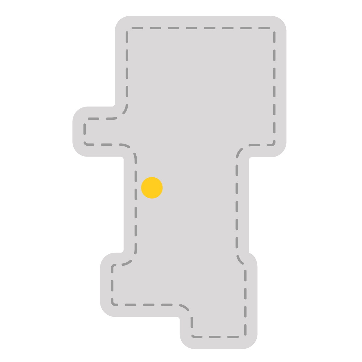 秋田県の無料フリーイラスト|簡易・県庁あり・角丸ステッチ(グレー)