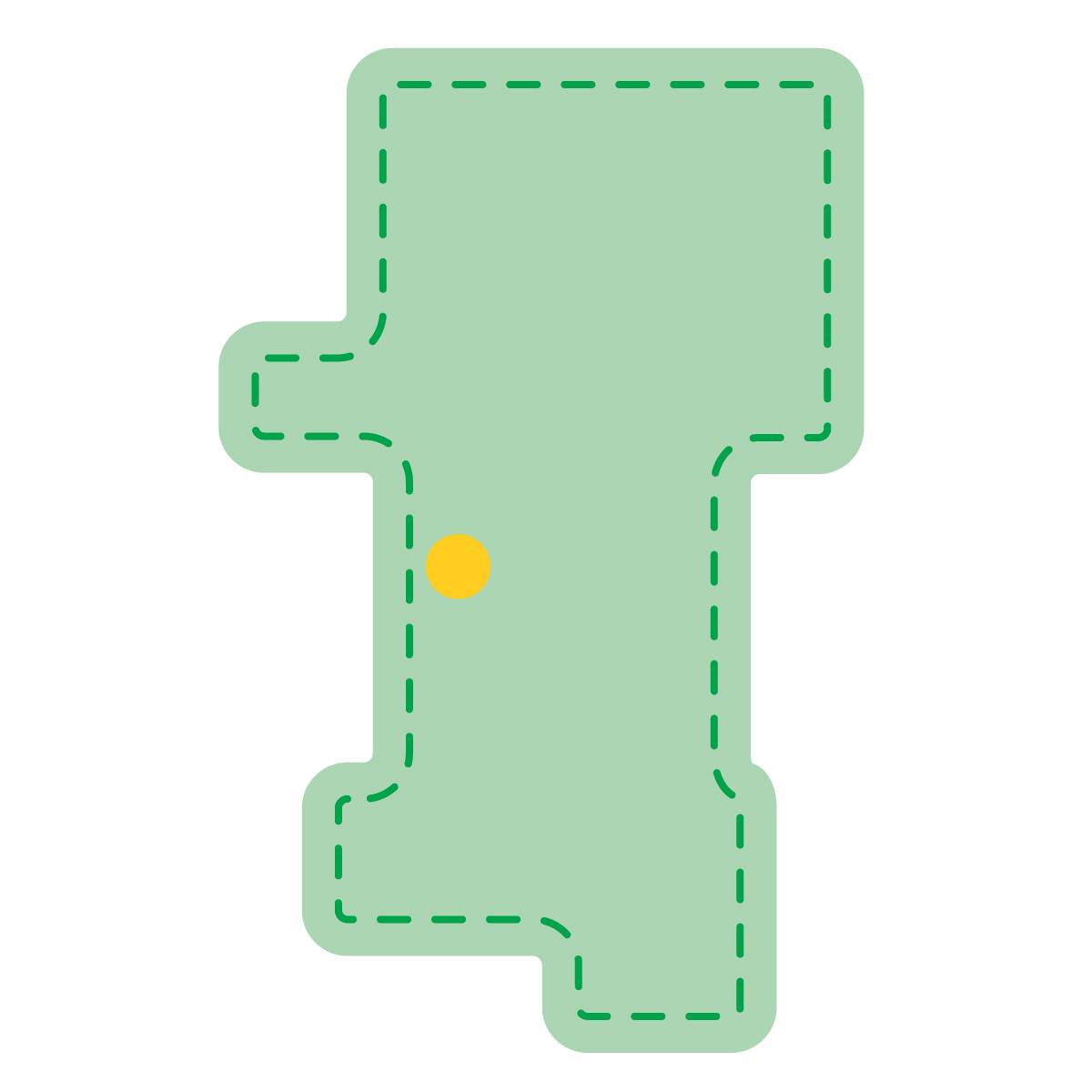 秋田県の無料フリーイラスト｜簡易・県庁あり・角丸ステッチ(緑)