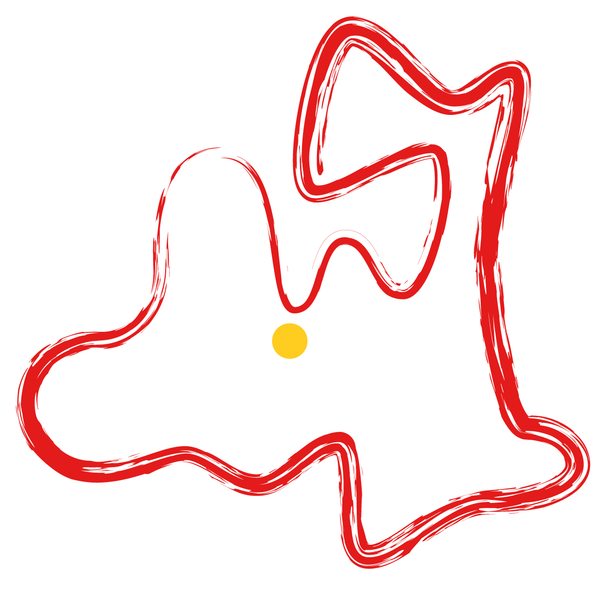 青森県の無料フリーイラスト|簡易・県庁あり・毛筆(赤)