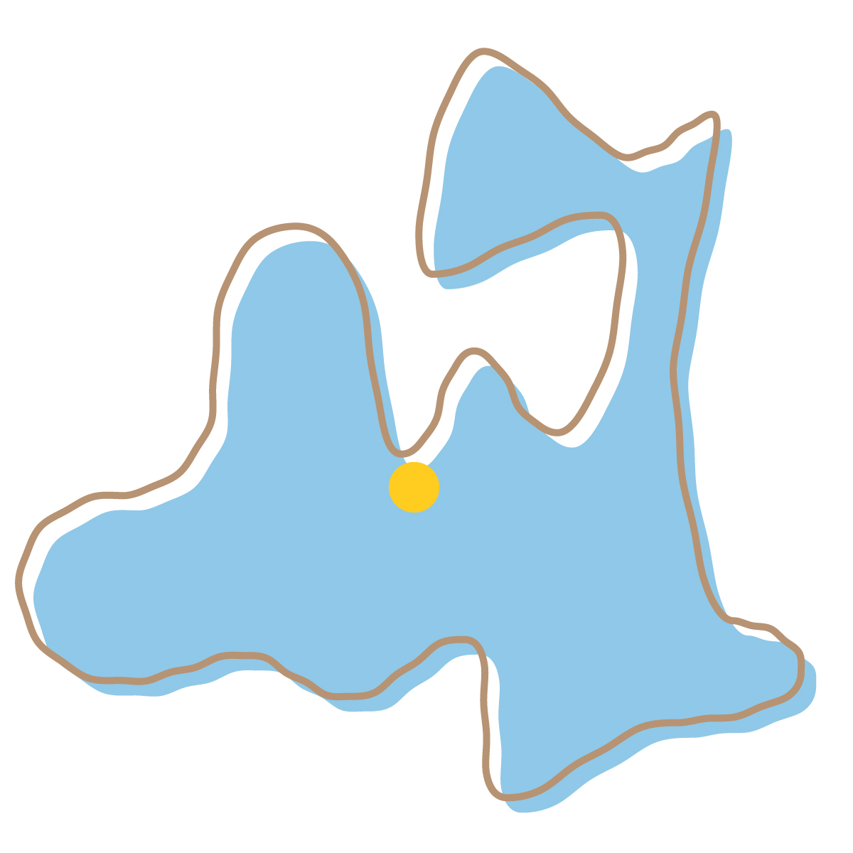 青森県の無料フリーイラスト|簡易・県庁あり・イラスト風(青)