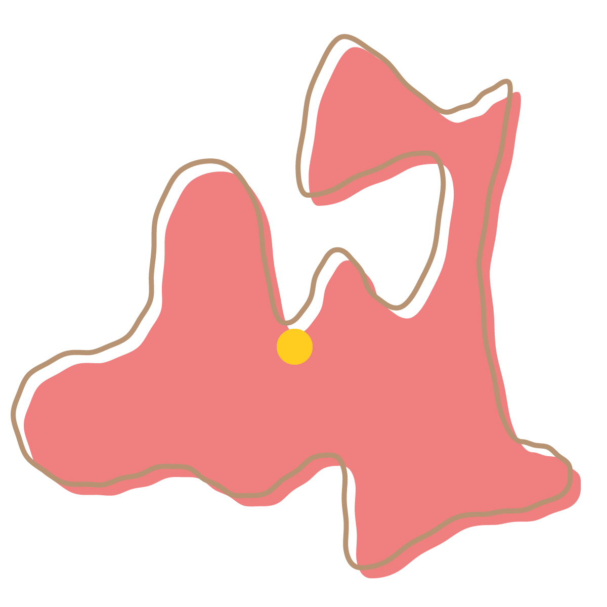 青森県の無料フリーイラスト|簡易・県庁あり・イラスト風(赤)
