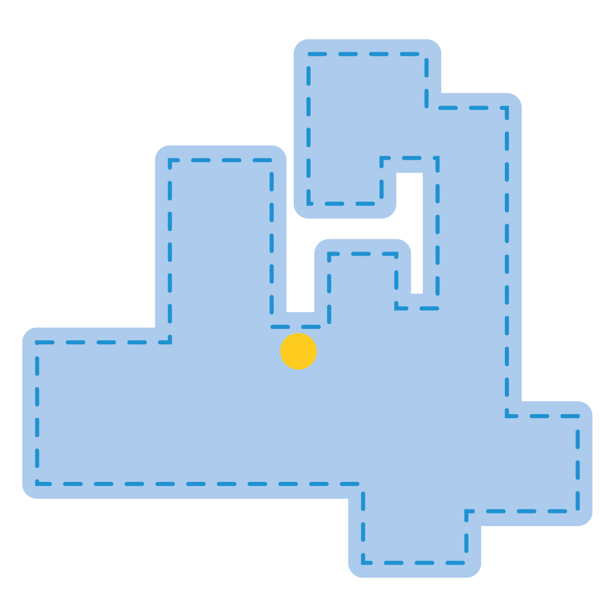青森県の無料フリーイラスト|簡易・県庁あり・角丸ステッチ(青)