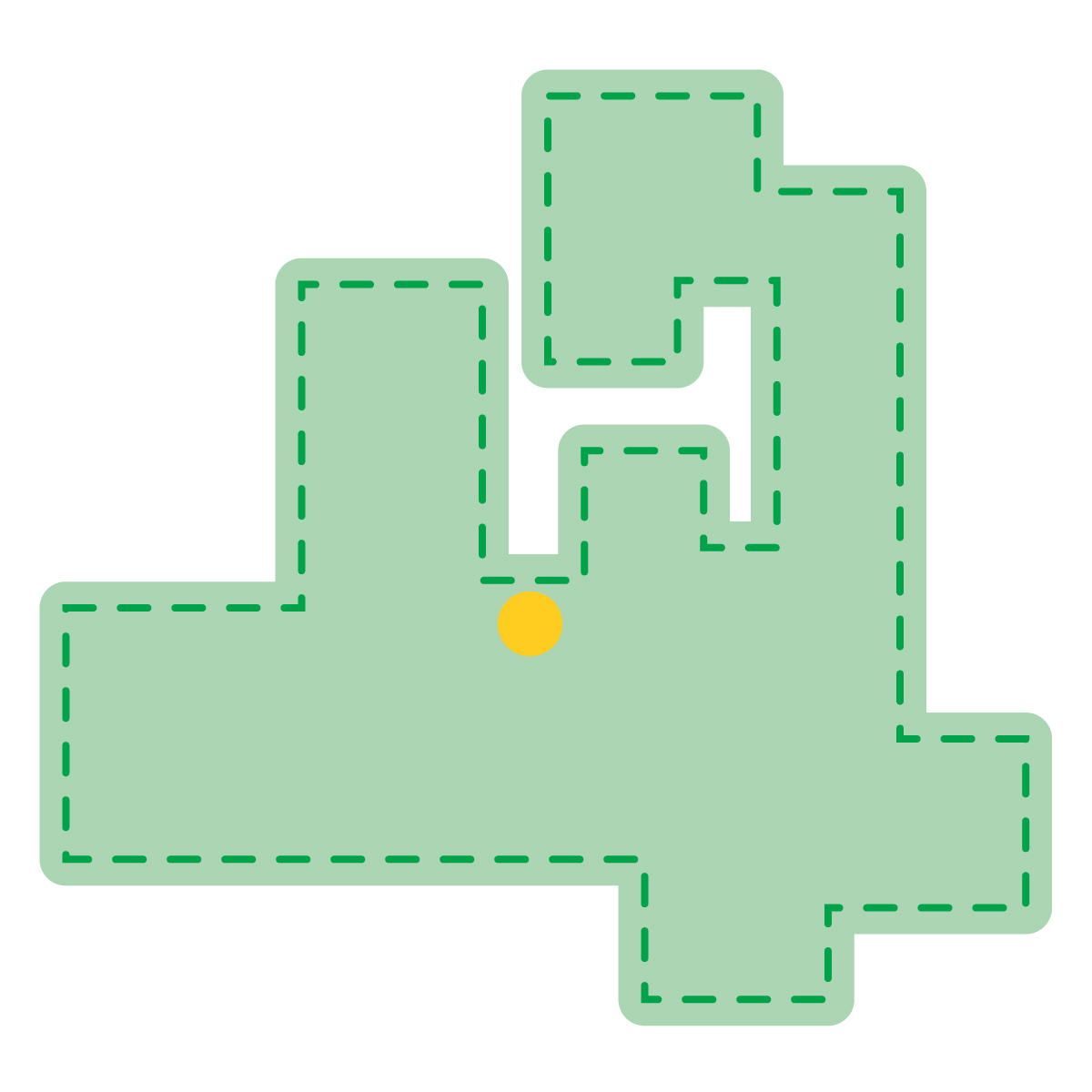 青森県の無料フリーイラスト|簡易・県庁あり・角丸ステッチ(緑)