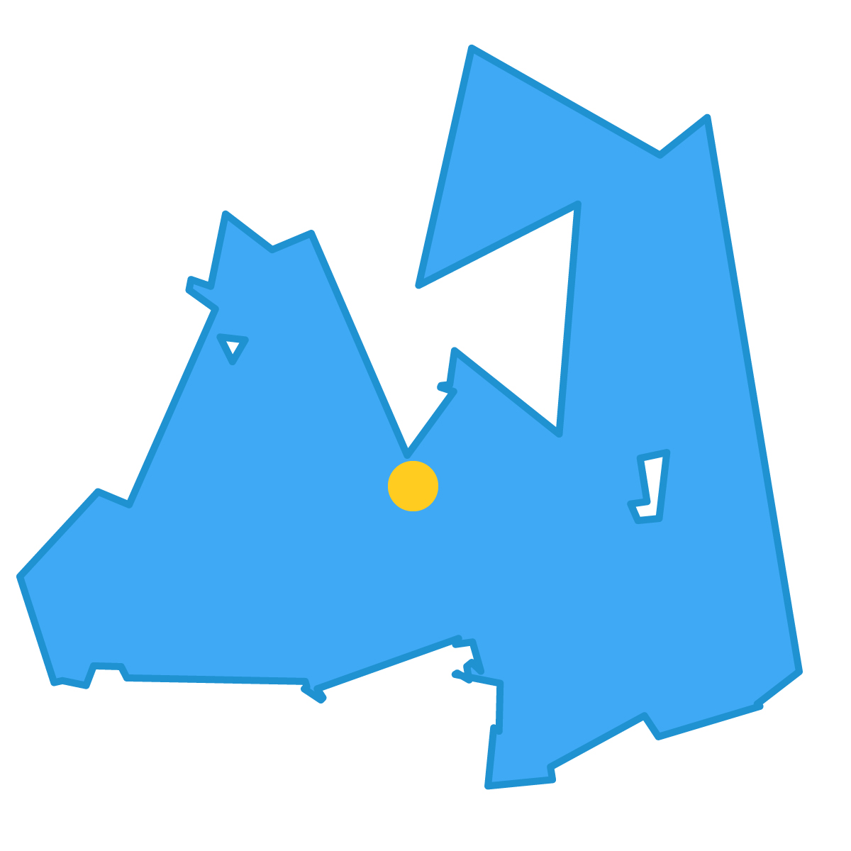 青森県の無料フリーイラスト|簡易・県庁あり・単純化(青)