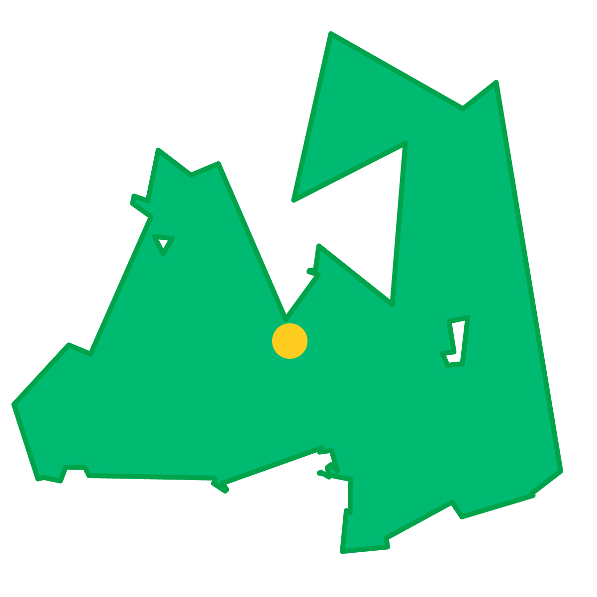 青森県の無料フリーイラスト|簡易・県庁あり・単純化(緑)