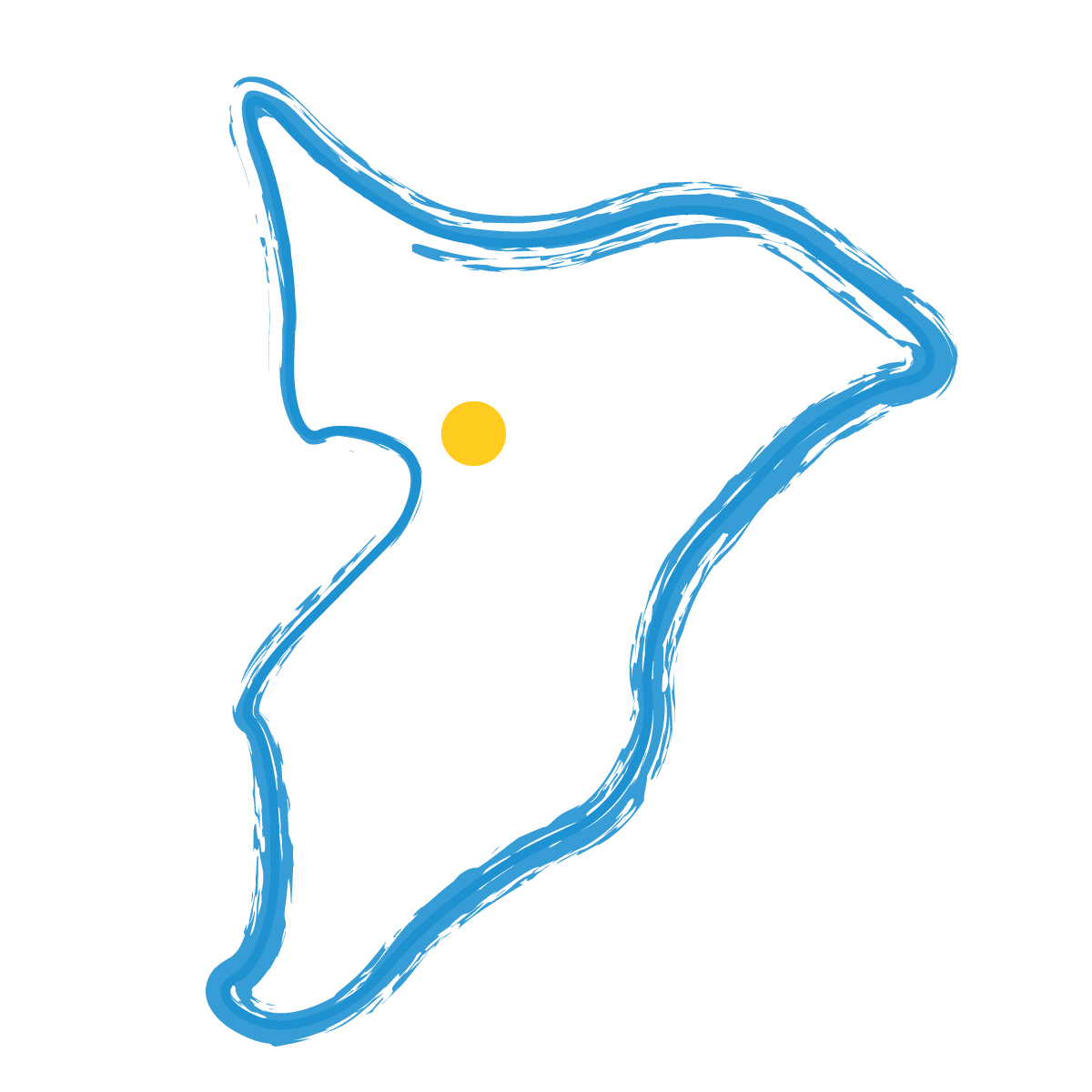 千葉県の無料フリーイラスト|簡易・県庁あり・毛筆(青)