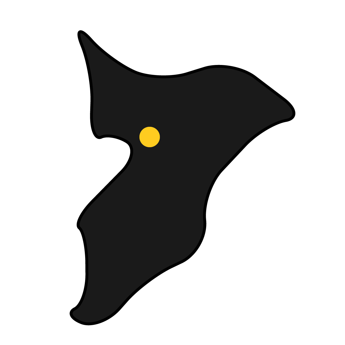 千葉県の無料フリーイラスト|簡易・県庁あり・曲線(黒)