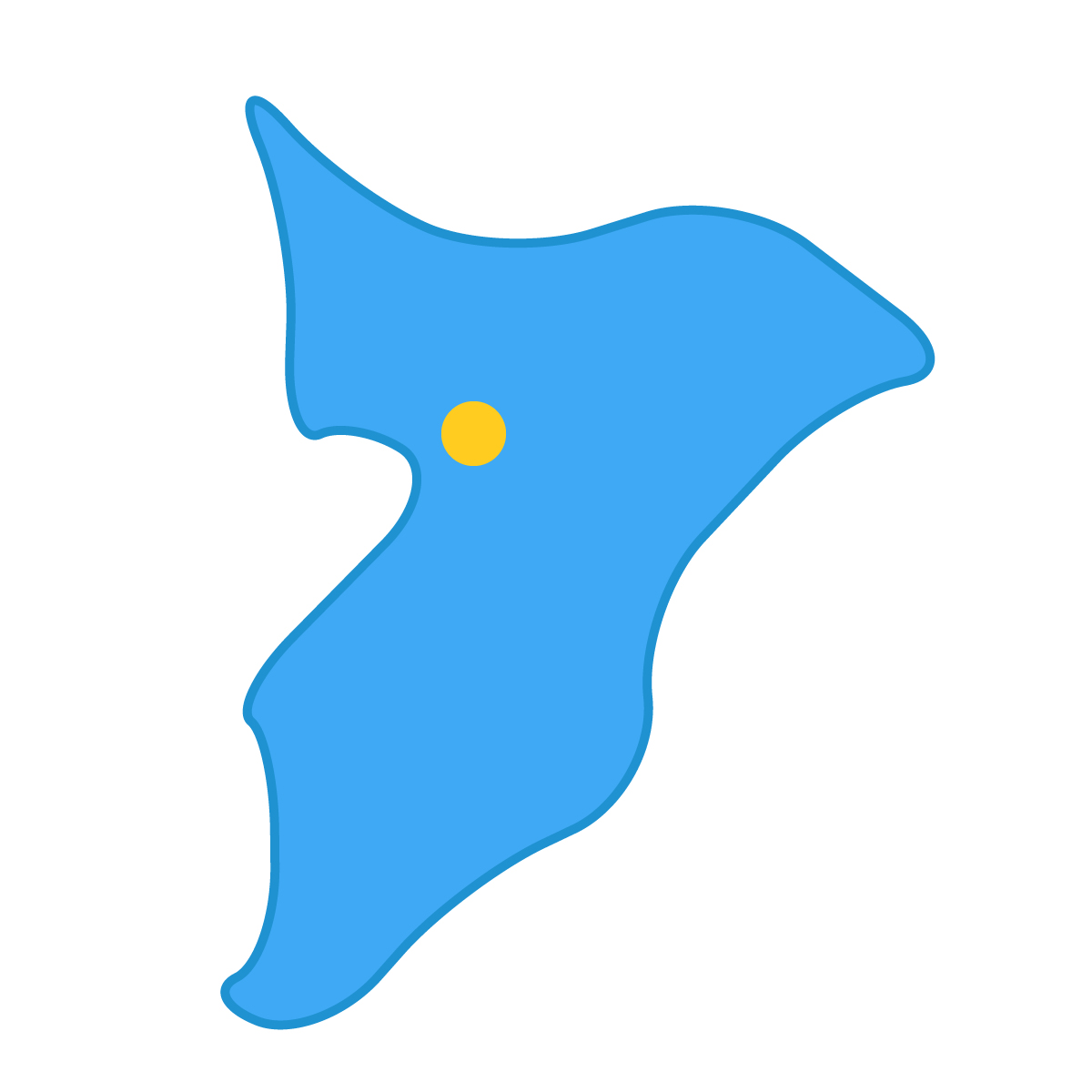 千葉県の無料フリーイラスト|簡易・県庁あり・曲線(青)
