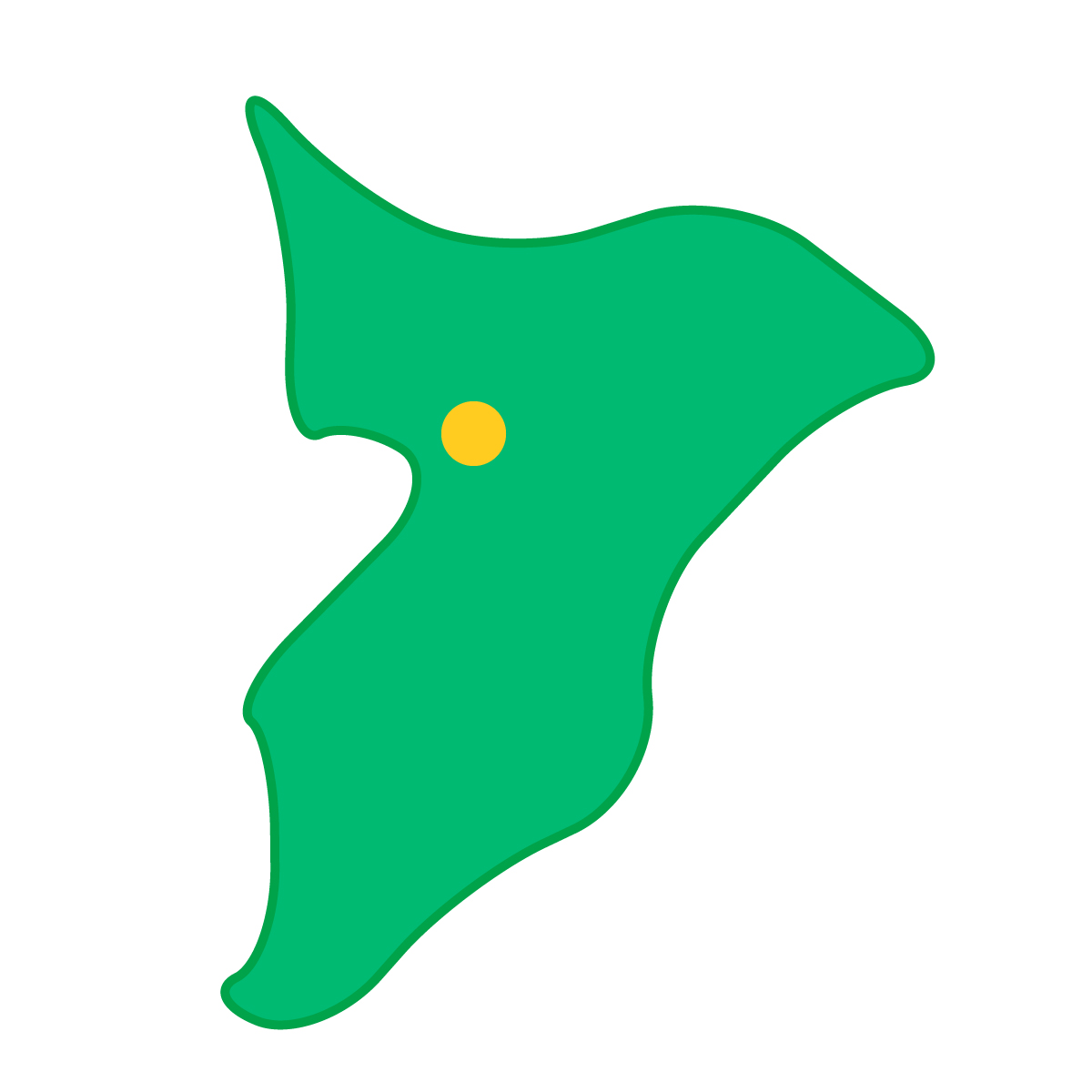 千葉県の無料フリーイラスト|簡易・県庁あり・曲線(緑)