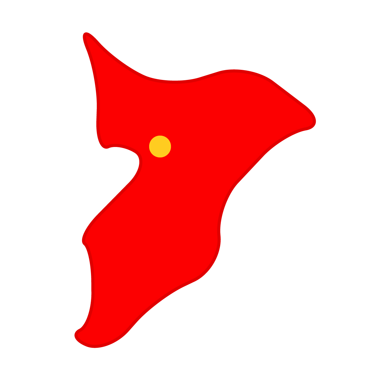 千葉県の無料フリーイラスト|簡易・県庁あり・曲線(赤)