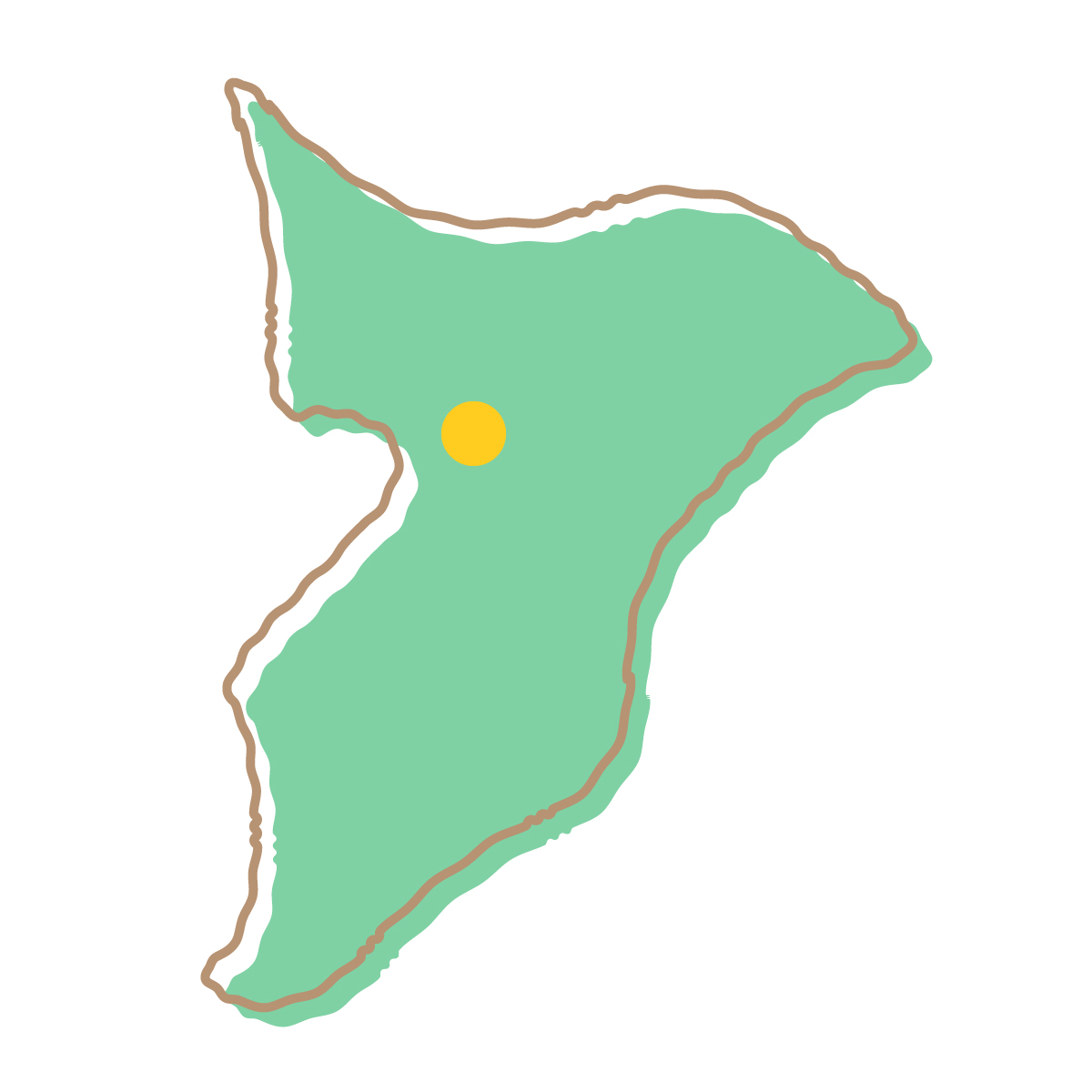 千葉県の無料フリーイラスト|簡易・県庁あり・イラスト風(緑)