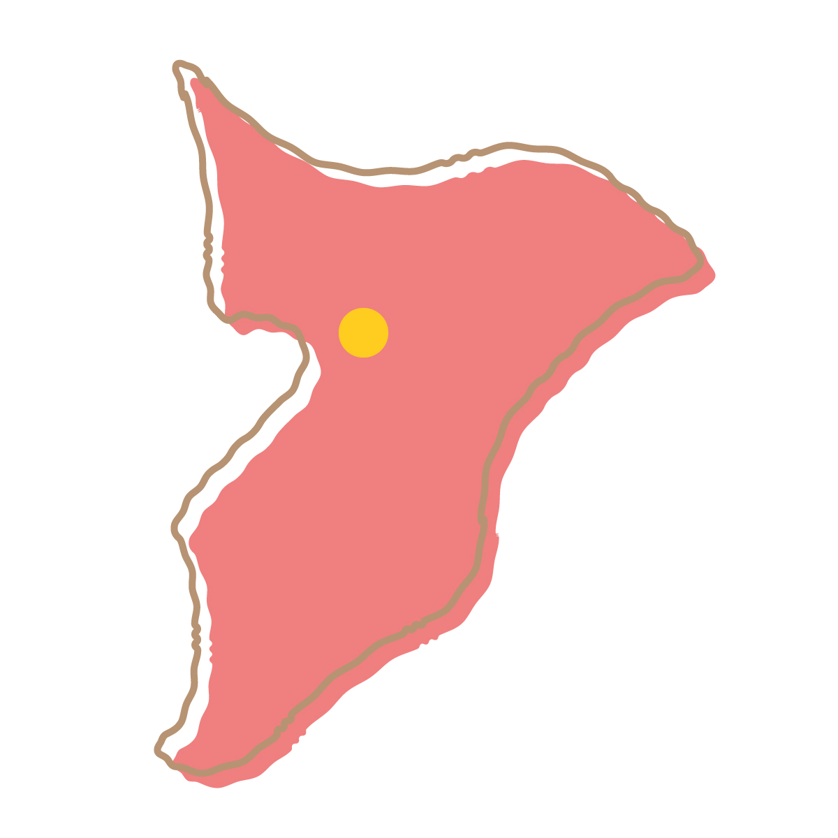千葉県の無料フリーイラスト|簡易・県庁あり・イラスト風(赤)