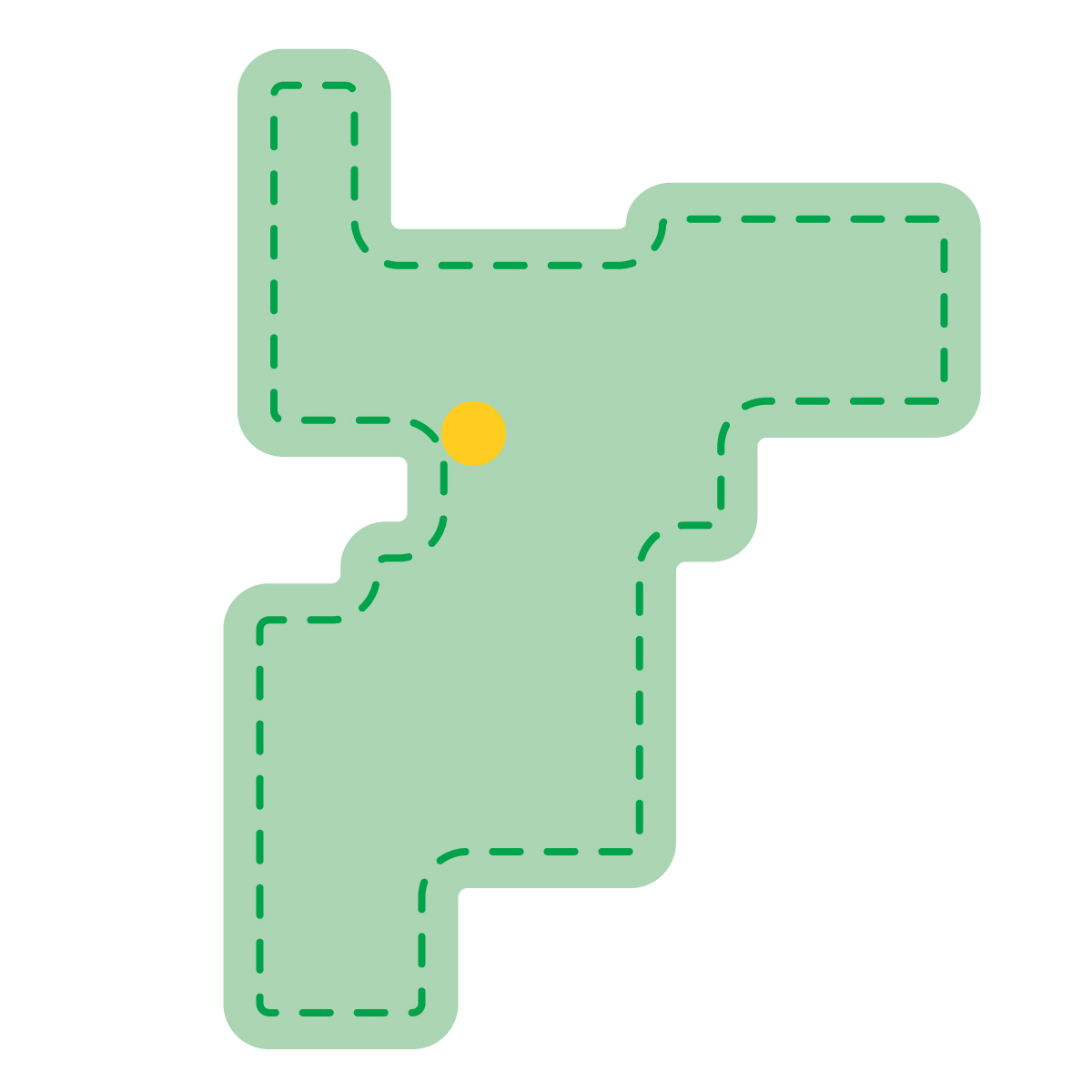 千葉県の無料フリーイラスト|簡易・県庁あり・角丸ステッチ(緑)