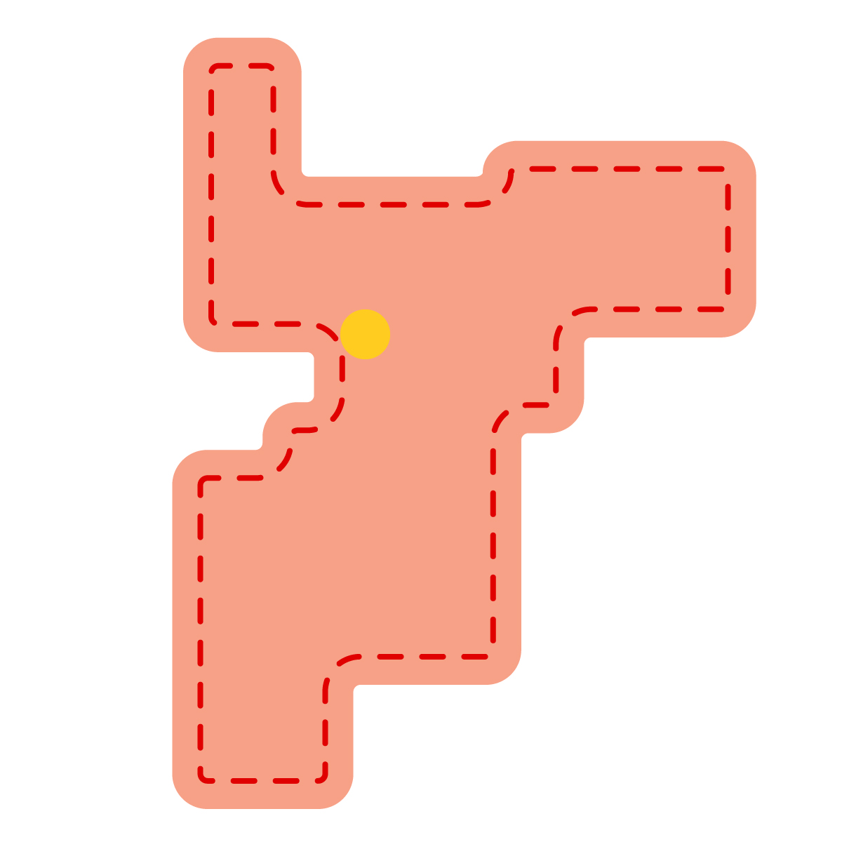 千葉県の無料フリーイラスト|簡易・県庁あり・角丸ステッチ(赤)
