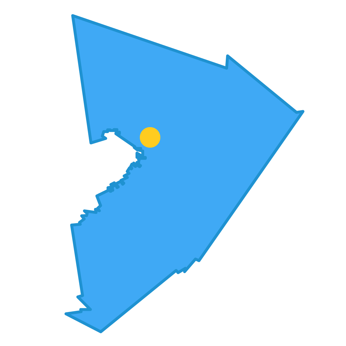 千葉県の無料フリーイラスト|簡易・県庁あり・単純化(青)