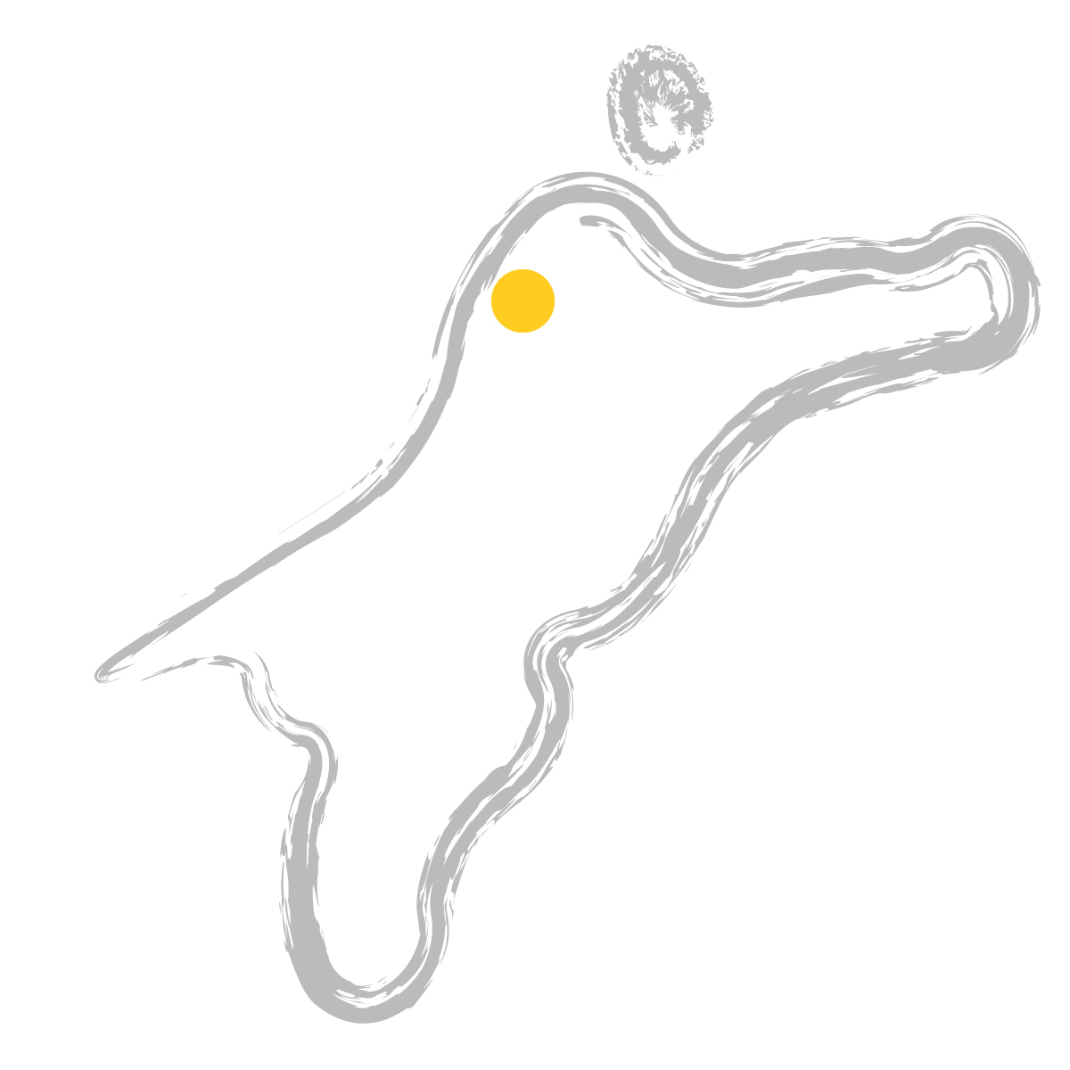 愛媛県の無料フリーイラスト|簡易・県庁あり・毛筆(グレー)