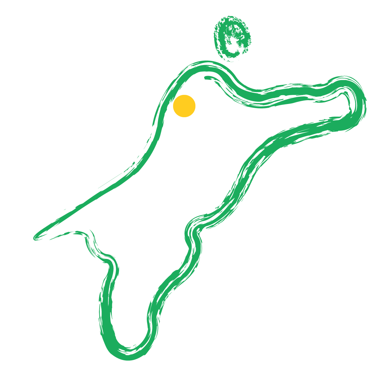 愛媛県の無料フリーイラスト｜簡易・県庁あり・毛筆(緑)