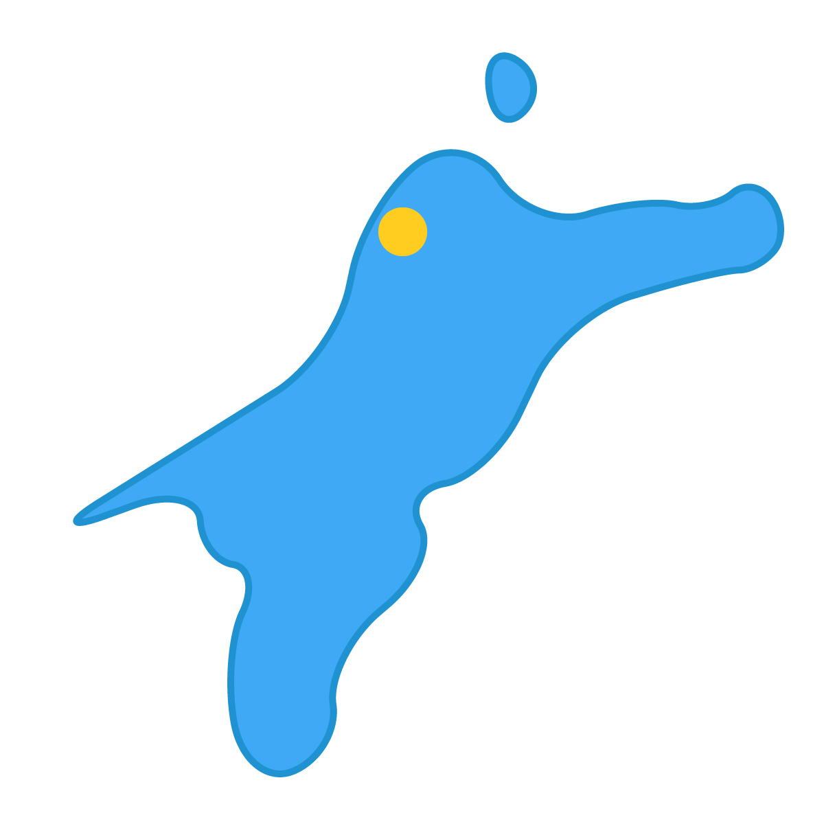 愛媛県の無料フリーイラスト｜簡易・県庁あり・曲線(青)