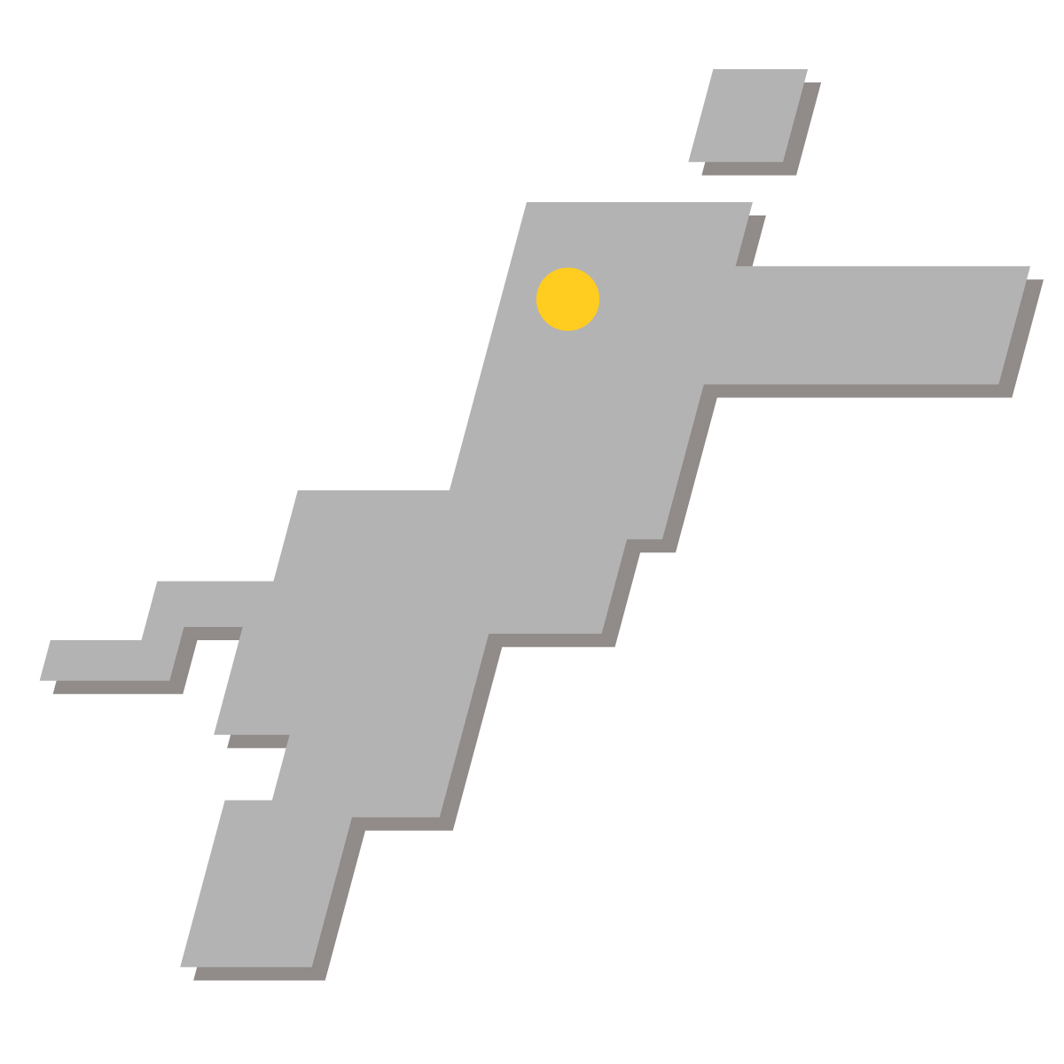 愛媛県の無料フリーイラスト|簡易・県庁あり・四角斜め(グレー)