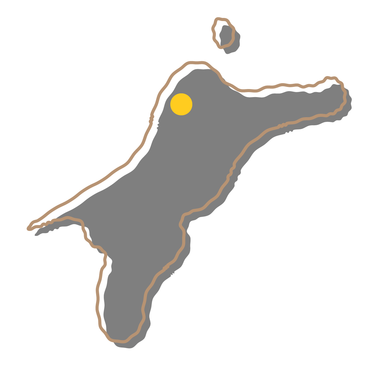 愛媛県の無料フリーイラスト｜簡易・県庁あり・イラスト風(黒)