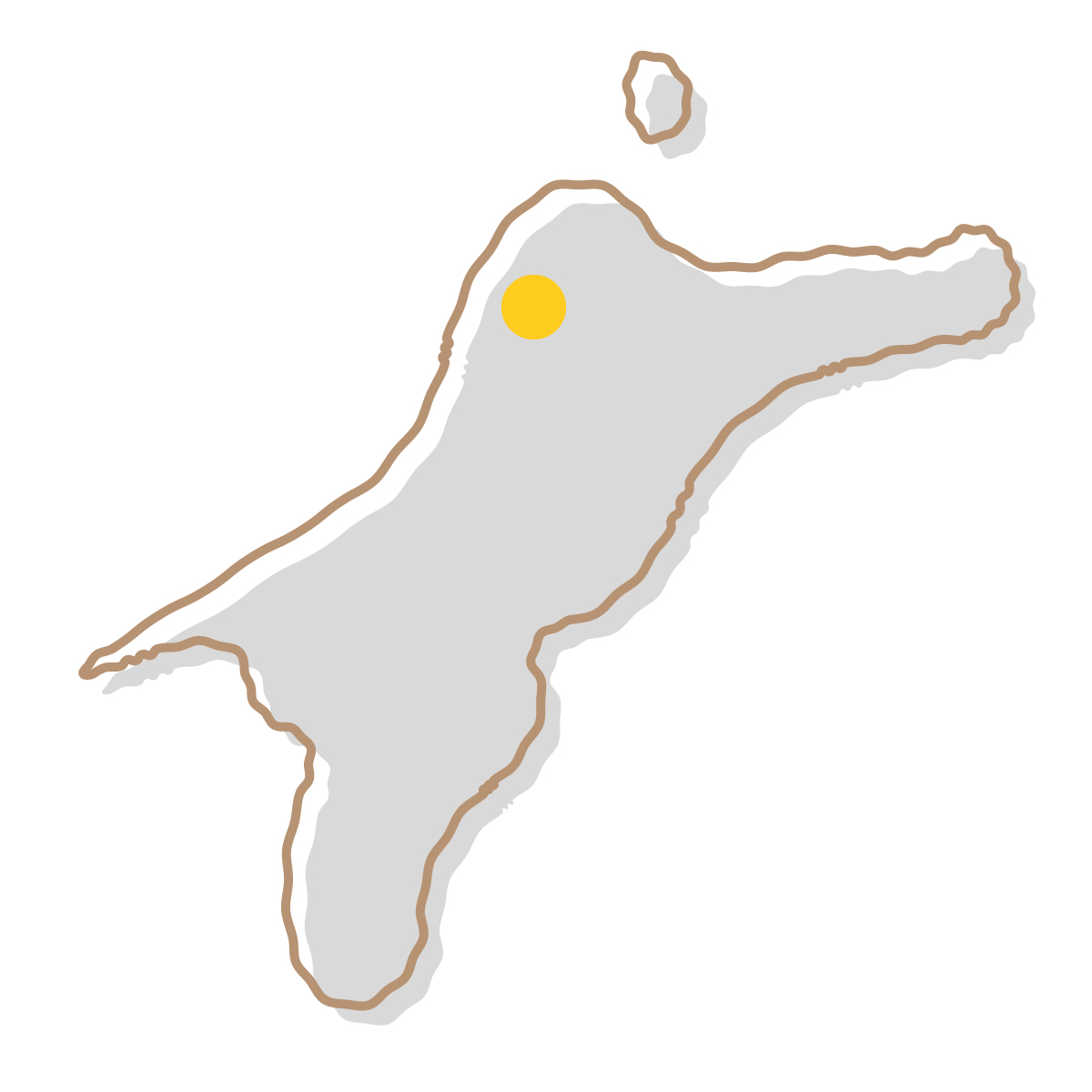 愛媛県の無料フリーイラスト|簡易・県庁あり・イラスト風(グレー)