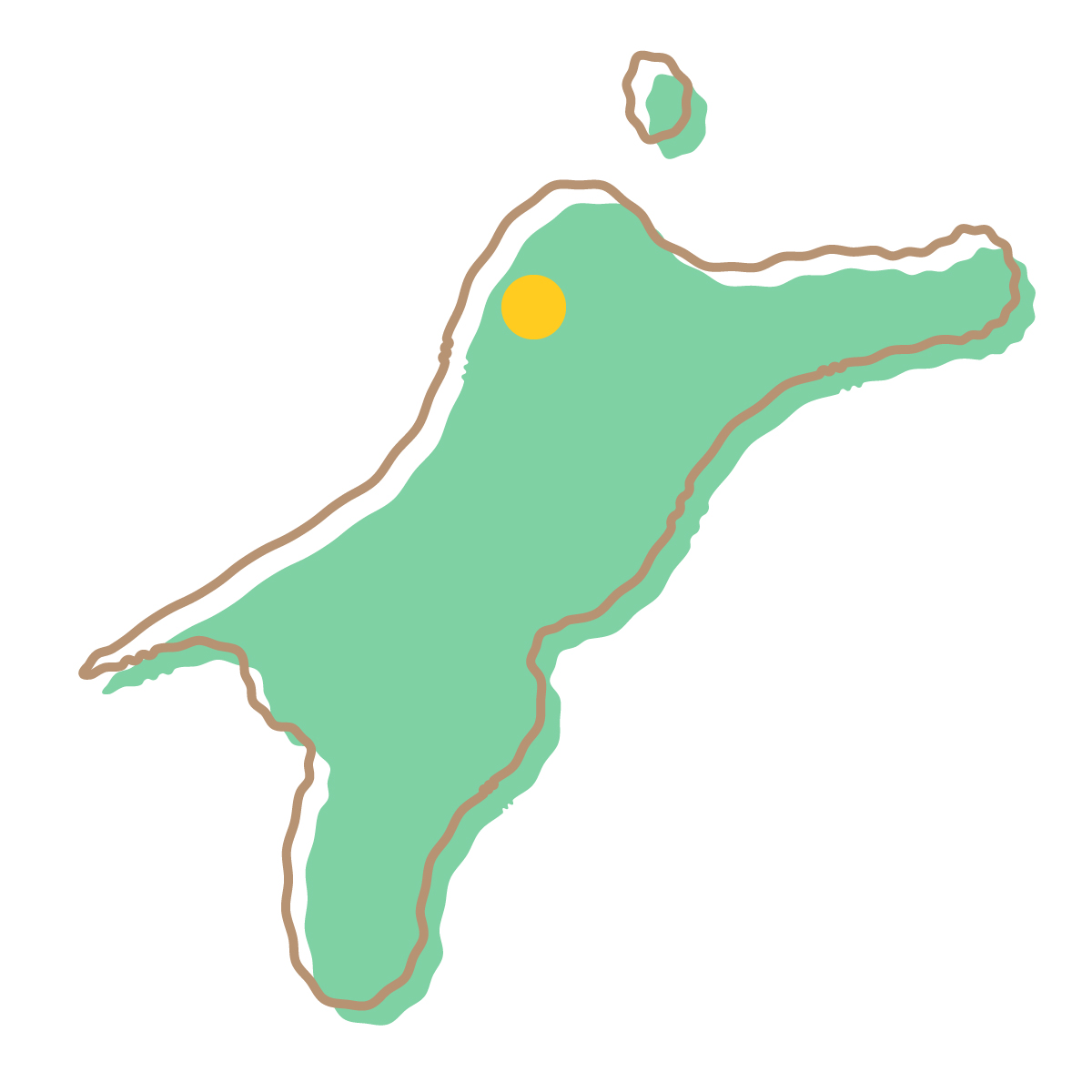 愛媛県の無料フリーイラスト｜簡易・県庁あり・イラスト風(緑)