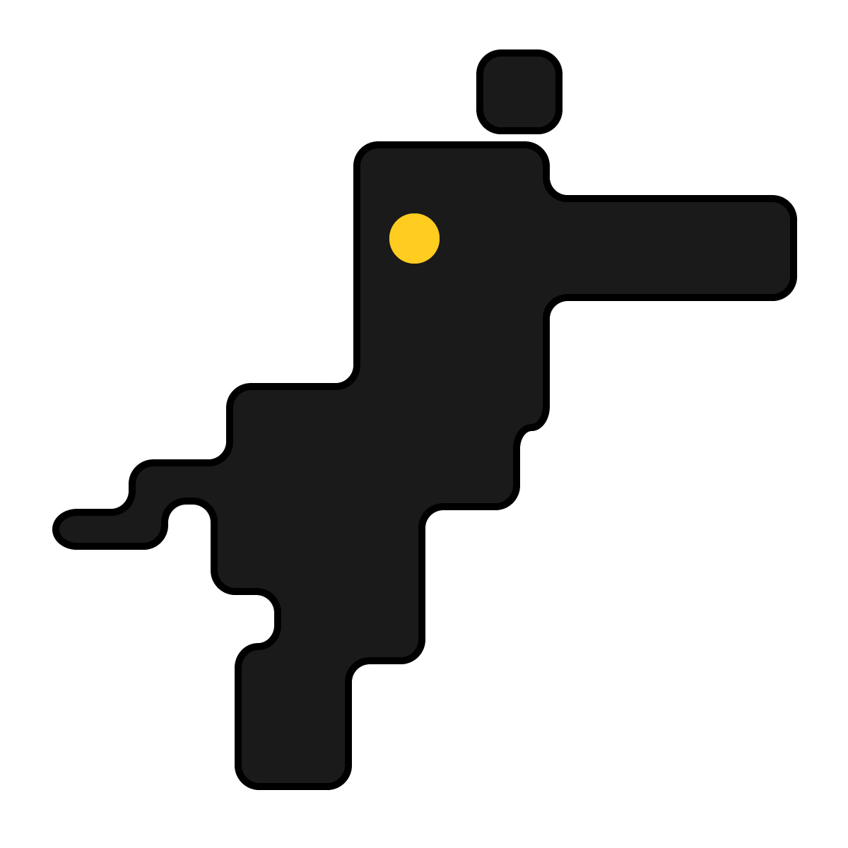 愛媛県の無料フリーイラスト｜簡易・県庁あり・角丸(黒)