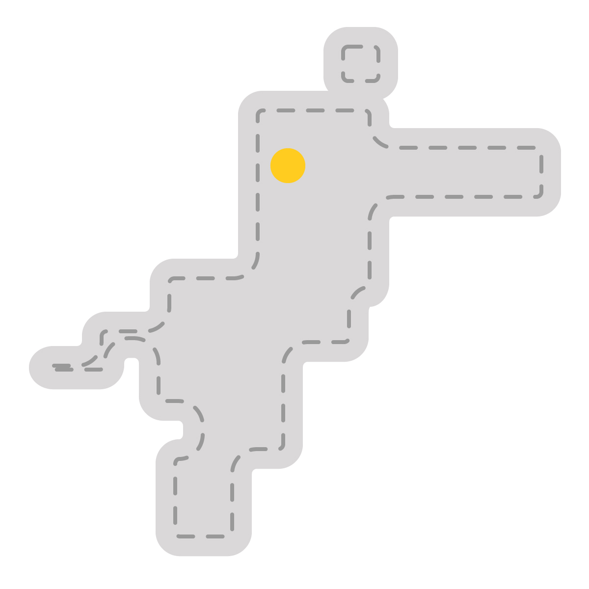 愛媛県の無料フリーイラスト｜簡易・県庁あり・角丸ステッチ(グレー)