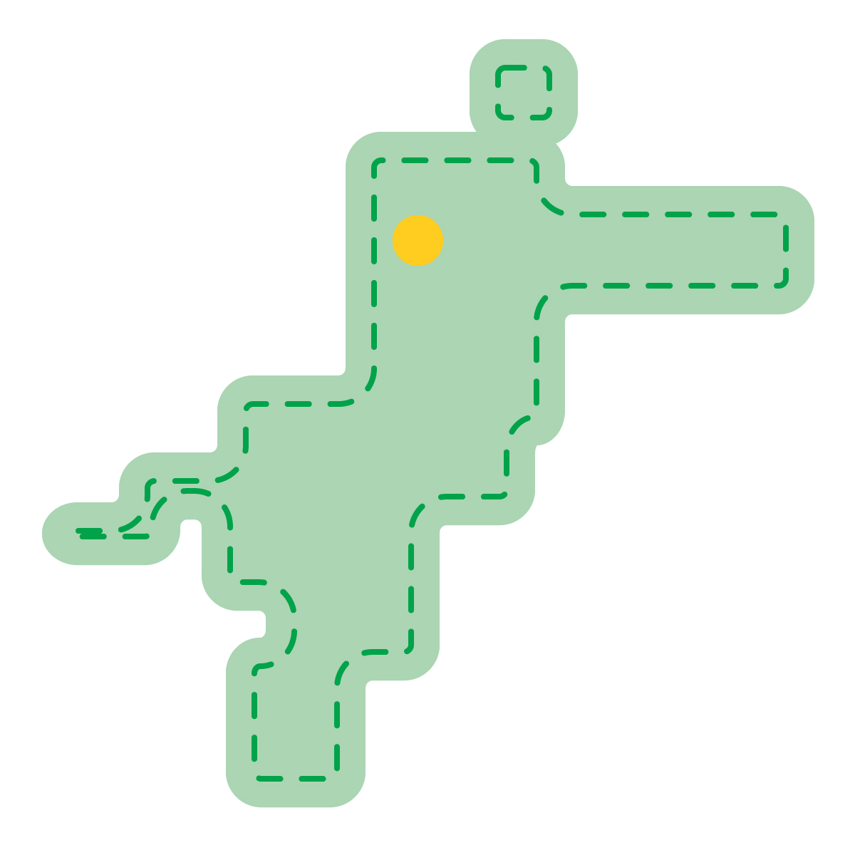 愛媛県の無料フリーイラスト｜簡易・県庁あり・角丸ステッチ(緑)