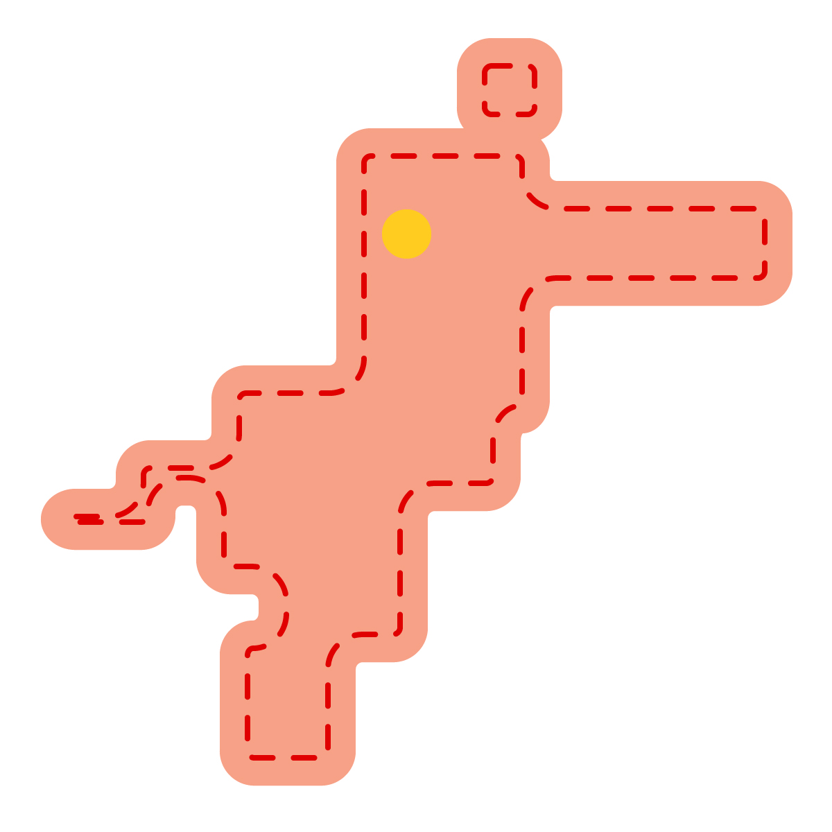 愛媛県の無料フリーイラスト|簡易・県庁あり・角丸ステッチ(赤)