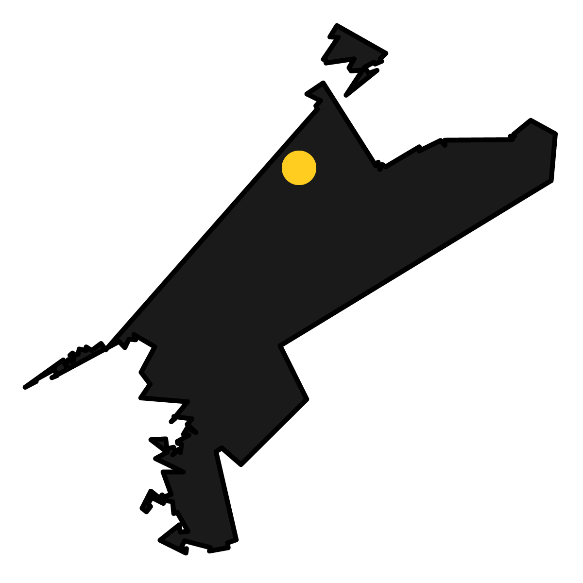愛媛県の無料フリーイラスト｜簡易・県庁あり・単純化(黒)