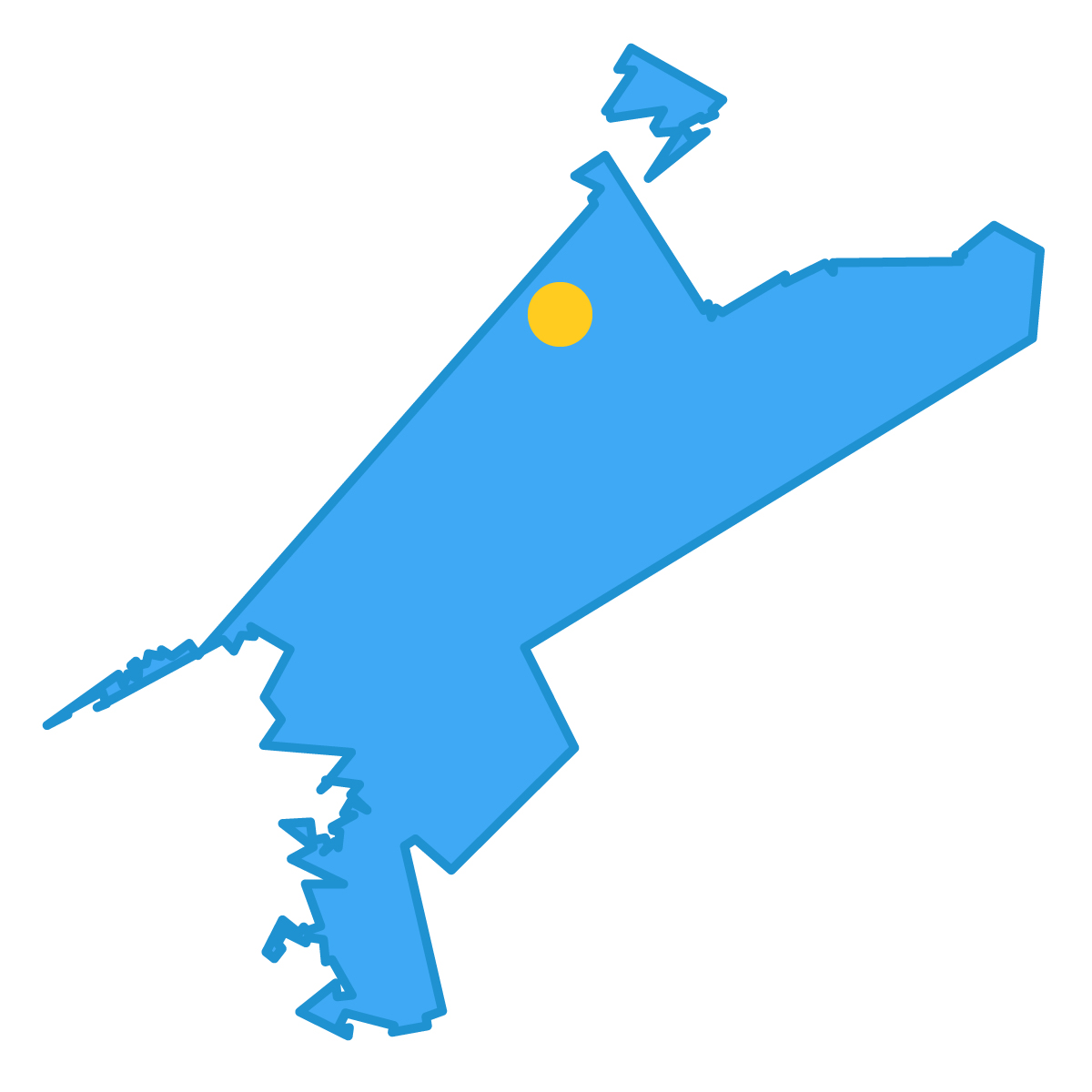 愛媛県の無料フリーイラスト｜簡易・県庁あり・単純化(青)