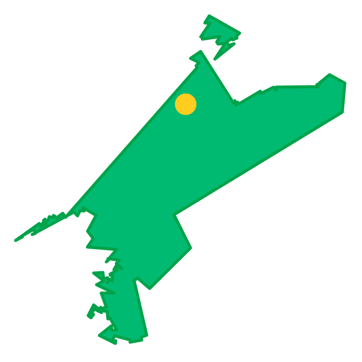 愛媛県の無料フリーイラスト|簡易・県庁あり・単純化(緑)