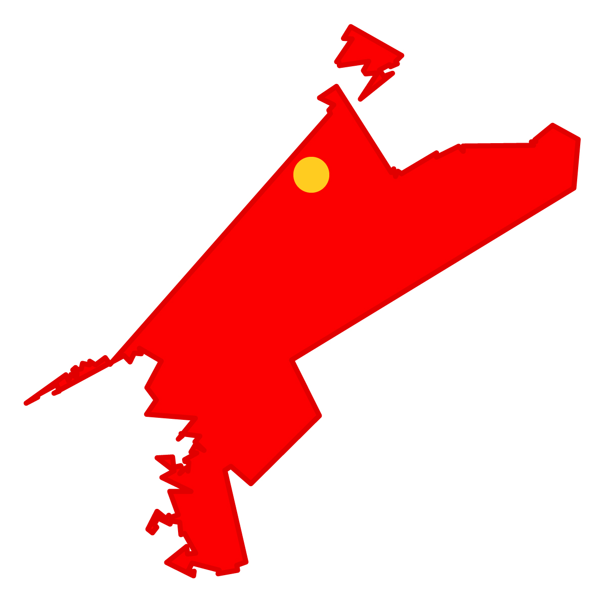 愛媛県の無料フリーイラスト|簡易・県庁あり・単純化(赤)
