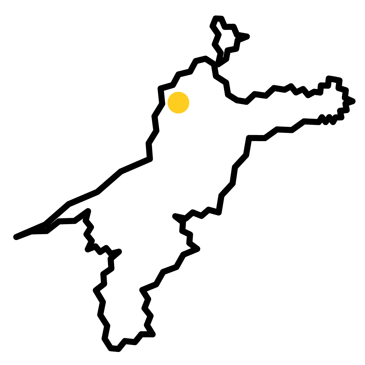 愛媛県の無料フリーイラスト|簡易・県庁あり・ジグザグ(黒)