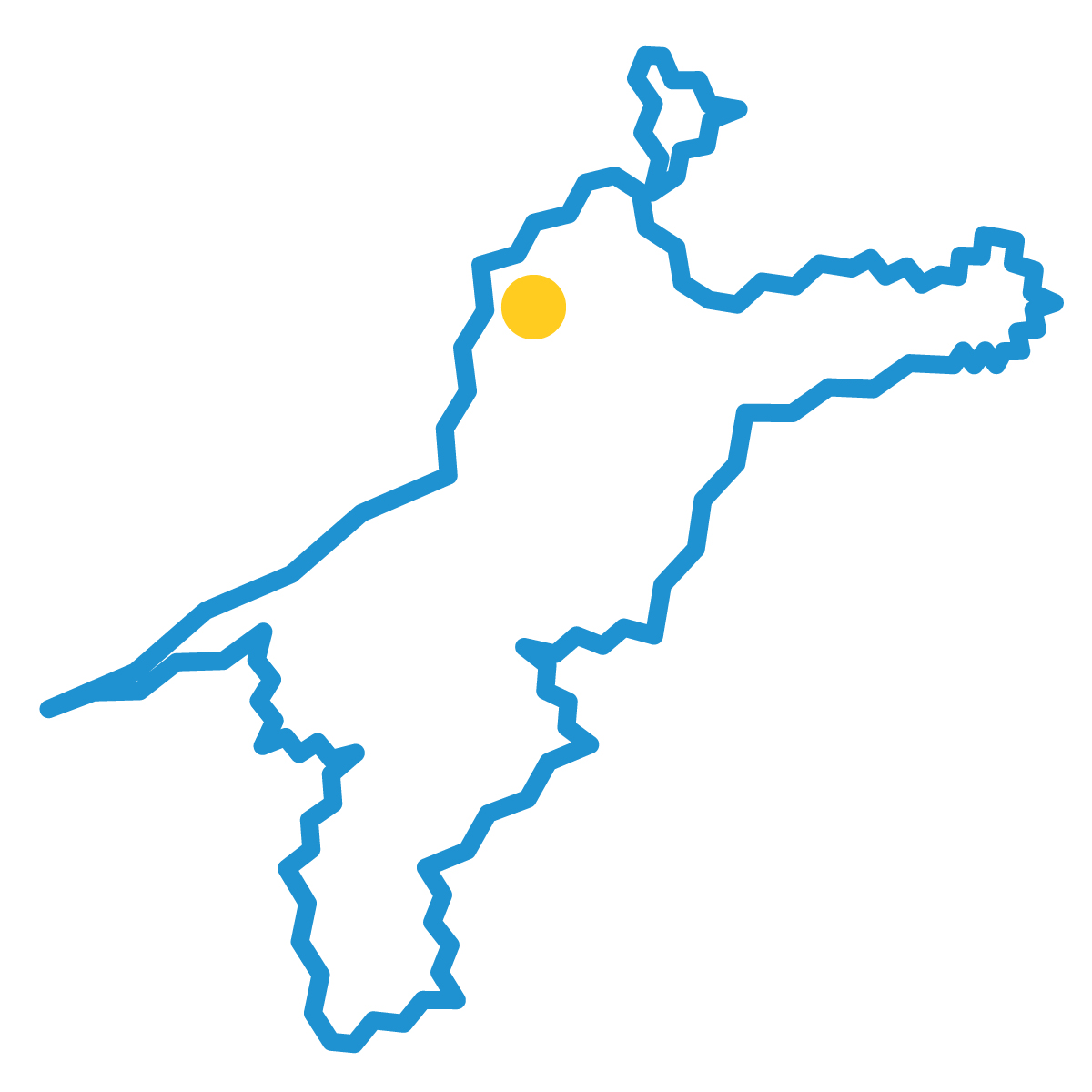 愛媛県の無料フリーイラスト|簡易・県庁あり・ジグザグ(青)