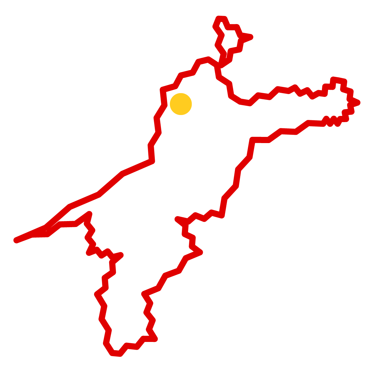 愛媛県の無料フリーイラスト|簡易・県庁あり・ジグザグ(赤)