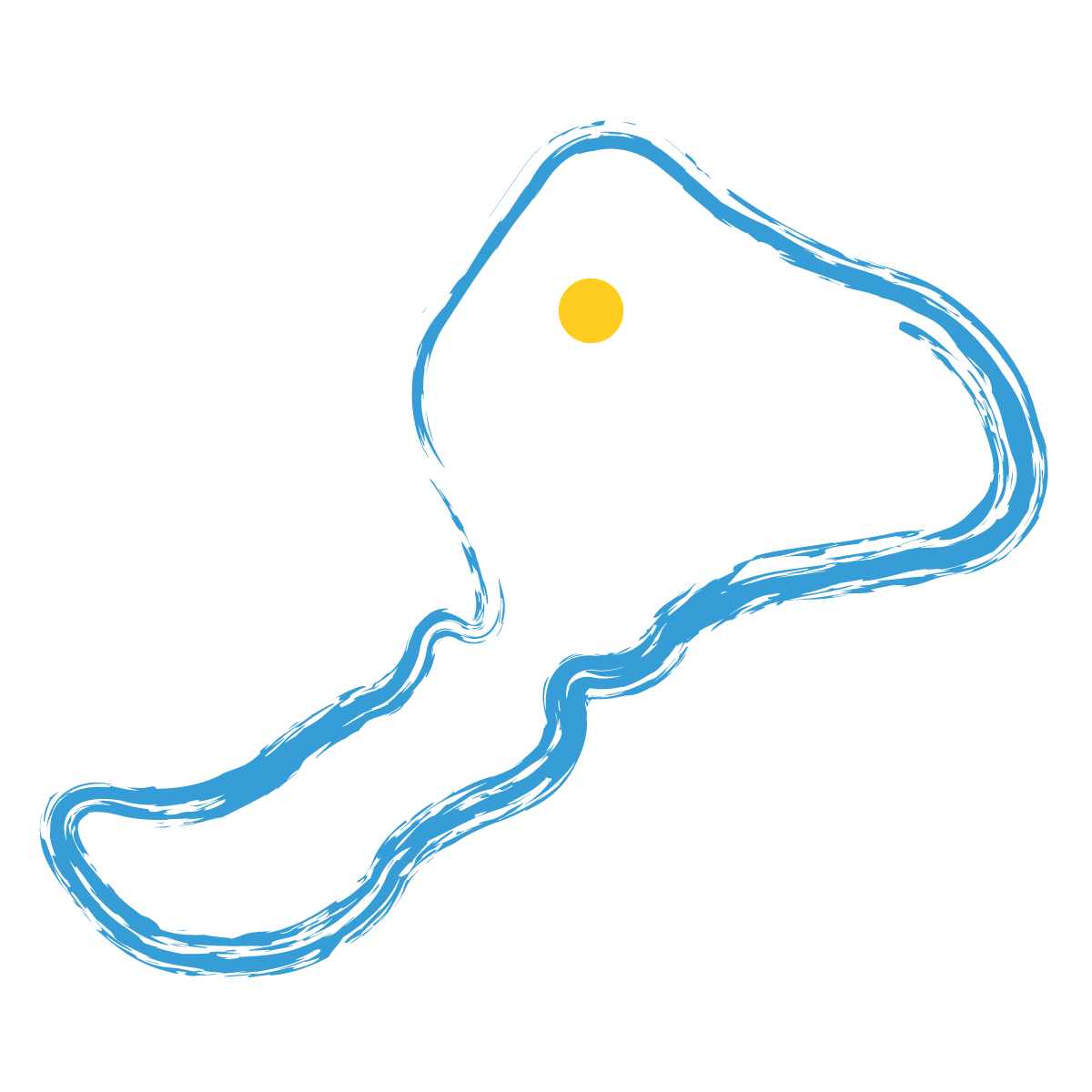 福井県の無料フリーイラスト|簡易・県庁あり・毛筆(青)